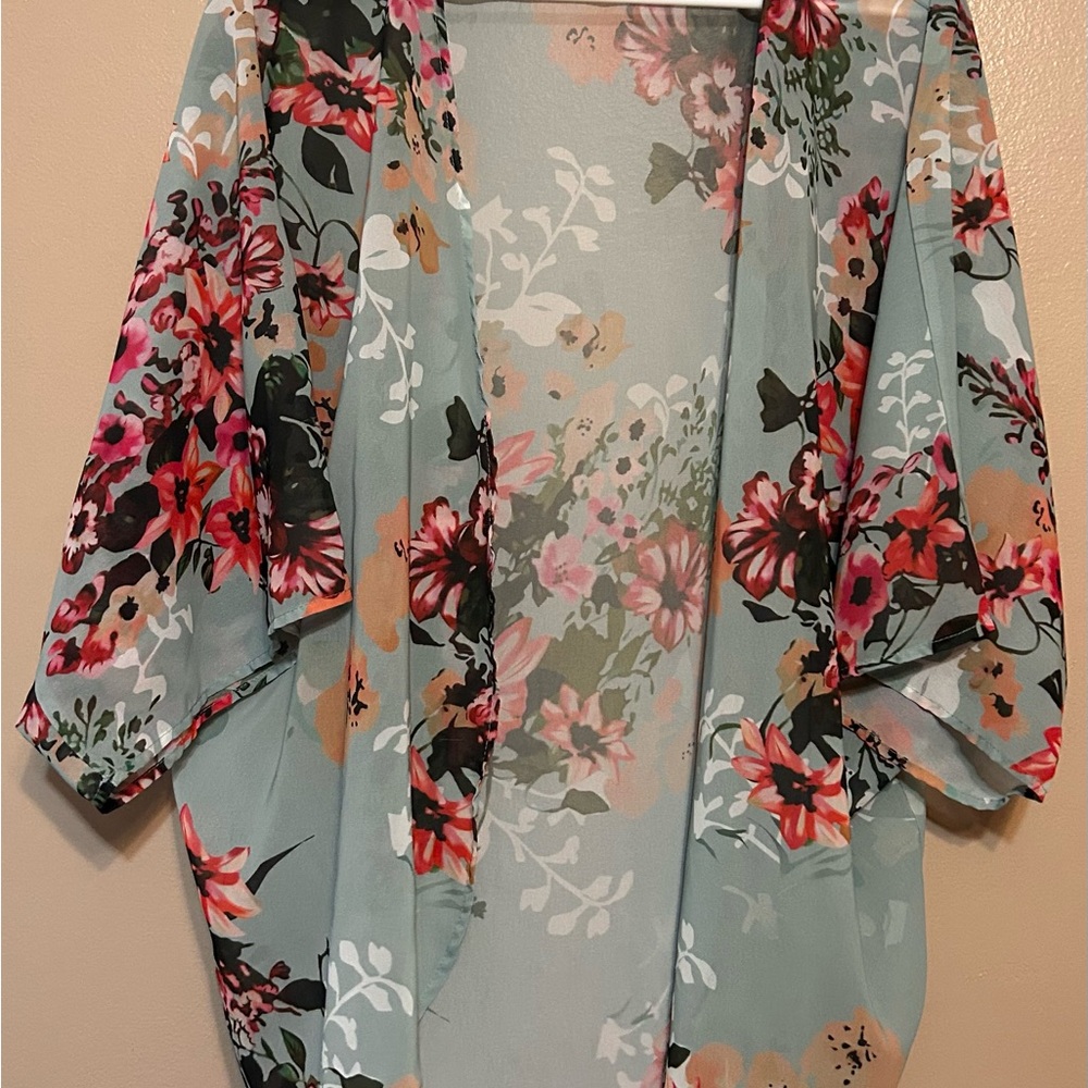 Boutique Floral Open Front Kimono- Two Kimonos both with Pink & Coral Blooms and